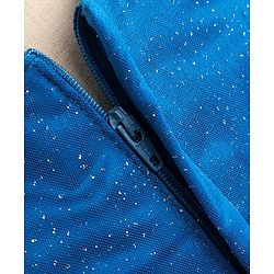 Babyhug Sleeveless Mesh Layered Glittery Party Frock with Floral Corsage - Dark Blue