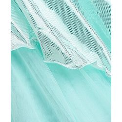 Babyhug Woven Sleeveless Metallic & Mesh Party Gown - Mint