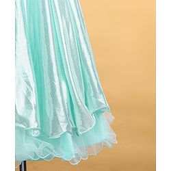 Babyhug Woven Sleeveless Metallic & Mesh Party Gown - Mint