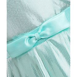 Babyhug Woven Sleeveless Metallic & Mesh Party Gown - Mint