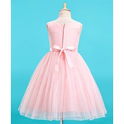 Babyhug Woven Sleeveless Glittery Party Frock - Blush Pink