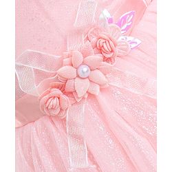 Babyhug Woven Sleeveless Glittery Party Frock - Blush Pink
