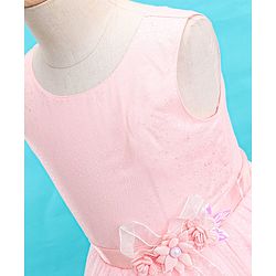 Babyhug Woven Sleeveless Glittery Party Frock - Blush Pink