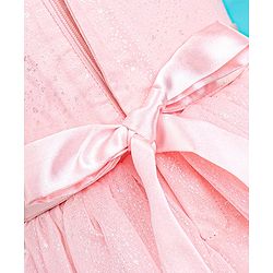Babyhug Woven Sleeveless Glittery Party Frock - Blush Pink