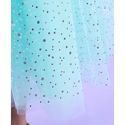 Babyhug Sleeveless Party Frock With Foil Print & Floral Corsage- Mint