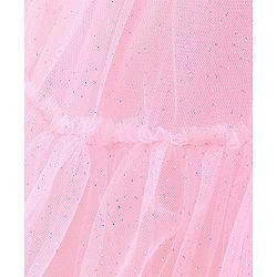 Babyhug Woven Sleeveless Sequined Party Dress with Bow Applique & Mesh Detailing - Pink
