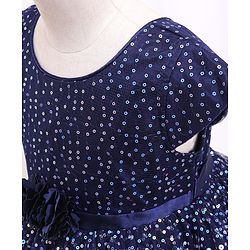 Babyhug Half Sleeves Party Frock With Sequined Detailing - Navy Blue