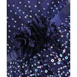 Babyhug Half Sleeves Party Frock With Sequined Detailing - Navy Blue
