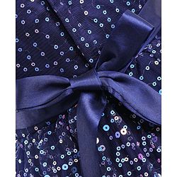 Babyhug Half Sleeves Party Frock With Sequined Detailing - Navy Blue