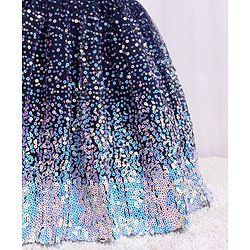 Babyhug Half Sleeves Party Frock With Sequined Detailing - Navy Blue