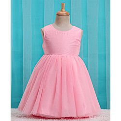 Babyhug Woven Sleeveless Party Frock with Cape Floral Embroidery - Peach