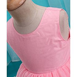 Babyhug Woven Sleeveless Party Frock with Cape Floral Embroidery - Peach