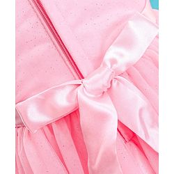 Babyhug Woven Sleeveless Party Frock with Cape Floral Embroidery - Peach