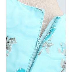 Babyhug Sleeveless  Organza Party Frock With Floral Print & Bow Applique- Grey