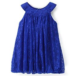 Babyhug Sleeveless Party Frock with Lace Detailing - Royal Blue