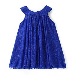 Babyhug Sleeveless Party Frock with Lace Detailing - Royal Blue