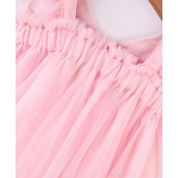 Babyhug Sleeveless Party Frock With Butterfly Wings Corsage & Sequine Detailing - Pink