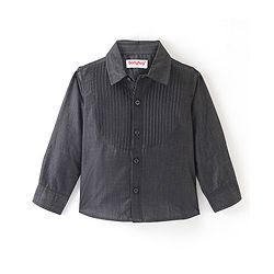 Babyhug Cotton Woven Full Sleeves Party Shirt With Bow - Black