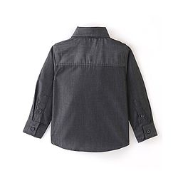 Babyhug Cotton Woven Full Sleeves Party Shirt With Bow - Black