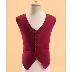 Babyhug Woven Full Sleeves Solid Party Suit with Bow Tie - Maroon & Black