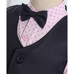Babyhug Cotton Full Sleeves Party Wear Suit With Blazer Arrow Print - Navy Blue & Pink