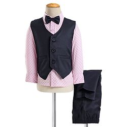 Babyhug Cotton Full Sleeves Party Wear Suit With Blazer Arrow Print - Navy Blue & Pink
