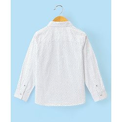 Babyhug Full Sleeves Party Wear Shirt with Bow Polka Dot Print - White