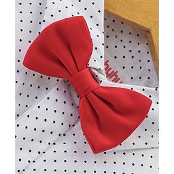 Babyhug Full Sleeves Party Wear Shirt with Bow Polka Dot Print - White