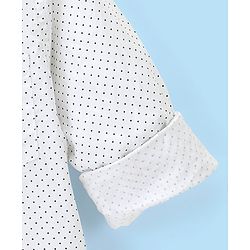 Babyhug Full Sleeves Party Wear Shirt with Bow Polka Dot Print - White