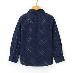 Babyhug Full Sleeves Party Wear Shirt with Bow Dash Design Print - Navy Blue