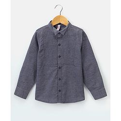 Babyhug Full Sleeves Solid Color Party Wear Shirt with Bow - Grey