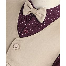 Babyhug Cotton Full Sleeves Party Wear Suit With Blazer Heart Print - Beige & Maroon