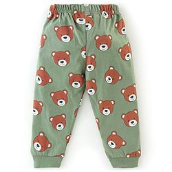 Babyhug Cotton Knit Full Sleeves Night Suit Bear Print - Green