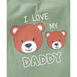 Babyhug Cotton Knit Full Sleeves Night Suit Bear Print - Green
