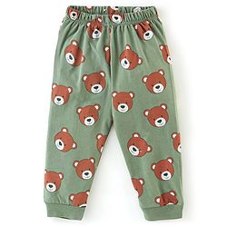 Babyhug Cotton Knit Full Sleeves Night Suit Bear Print - Green