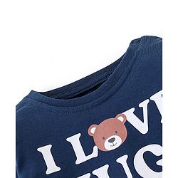 Babyhug Full Sleeves Cotton Night Suit Bear Print- Blue