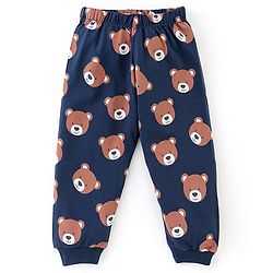 Babyhug Full Sleeves Cotton Night Suit Bear Print- Blue