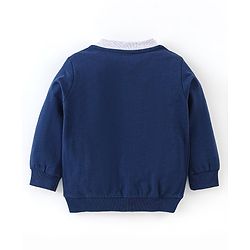 Babyhug Cotton Knit Full Sleeves T-Shirt & Lounge Pant Set Text Print - Blue Yellow & Grey