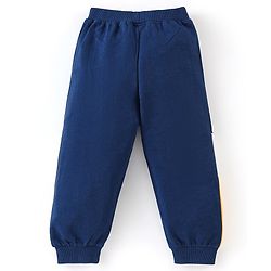 Babyhug Cotton Knit Full Sleeves T-Shirt & Lounge Pant Set Text Print - Blue Yellow & Grey