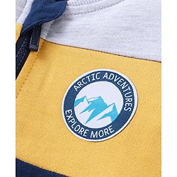Babyhug Cotton Knit Full Sleeves T-Shirt & Lounge Pant Set Text Print - Blue Yellow & Grey