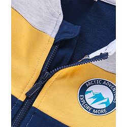 Babyhug Cotton Knit Full Sleeves T-Shirt & Lounge Pant Set Text Print - Blue Yellow & Grey