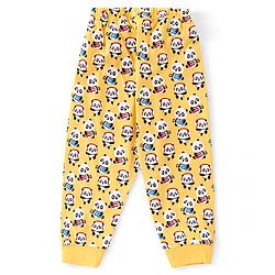 Babyhug Single Jersey Full Sleeves Night Suit Panda Print - Yellow
