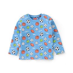 Babyhug Single Jersey Full Sleeves Night Suit Ball Print - Blue