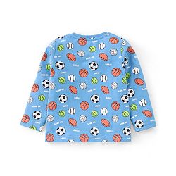Babyhug Single Jersey Full Sleeves Night Suit Ball Print - Blue
