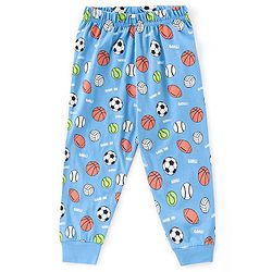 Babyhug Single Jersey Full Sleeves Night Suit Ball Print - Blue