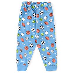 Babyhug Single Jersey Full Sleeves Night Suit Ball Print - Blue