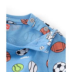 Babyhug Single Jersey Full Sleeves Night Suit Ball Print - Blue