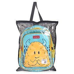 Babyhug Cute Monster School Backpack Blue - Height 16 Inches