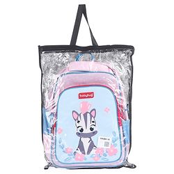 Babyhug Zebra Print School Backpack Pink - Height 16 Inches