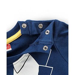 Babyhug Cotton Knit Full Sleeves T-Shirt & Lounge Pant Set Coat Print- Navy Blue